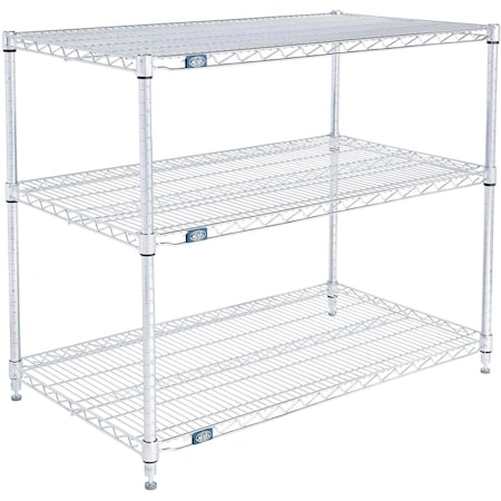 Nexel 3 Shelf, Chrome Wire Shelving Unit, Starter, 42inW x 21inD x 34inH B3124438